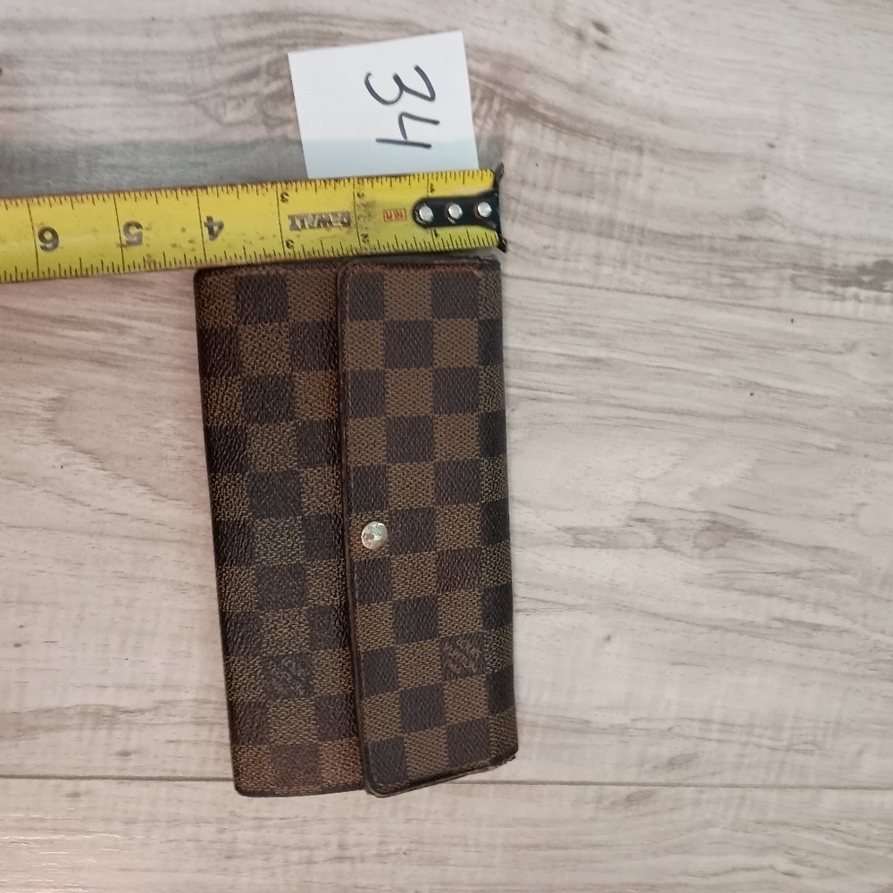 Authentic Louis Vuitton Damier Ebene Coated Canvas Leather Sarah Long Wallet - Picture 10 of 10